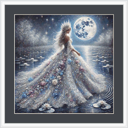 Queen of the Moonlit Lake (Small) counted cross stitch pattern by Mystic Vision Gallery