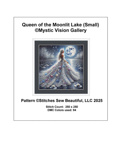 Queen of the Moonlit Lake (Small) counted cross stitch pattern by Mystic Vision Gallery