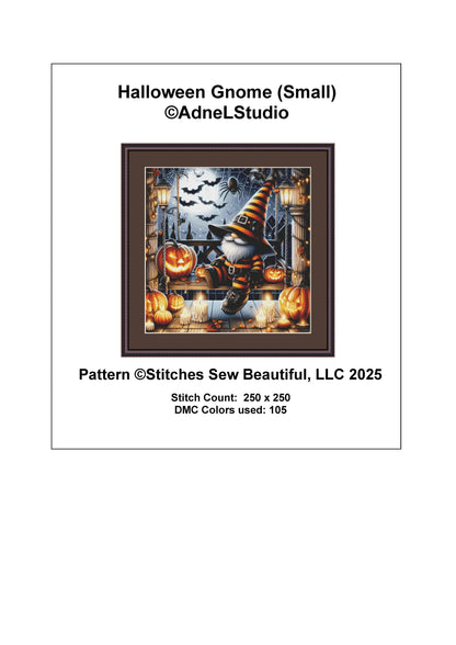 Halloween Gnome (Small) counted cross stitch pattern by AdneLStudio
