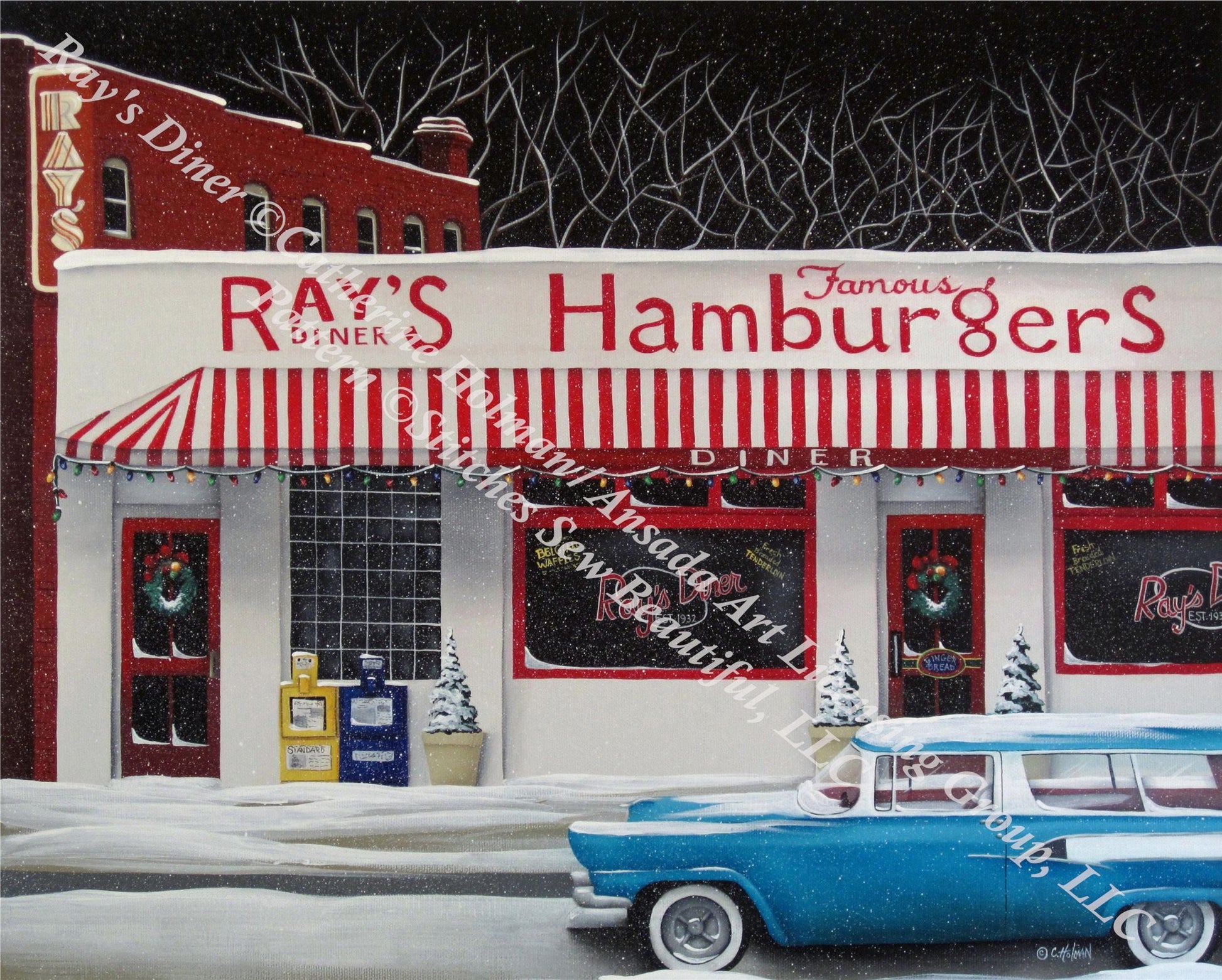 Ray's Dinter counted cross stitch pattern by Catherine Holman/Ansada Art Licensing Group, LLC