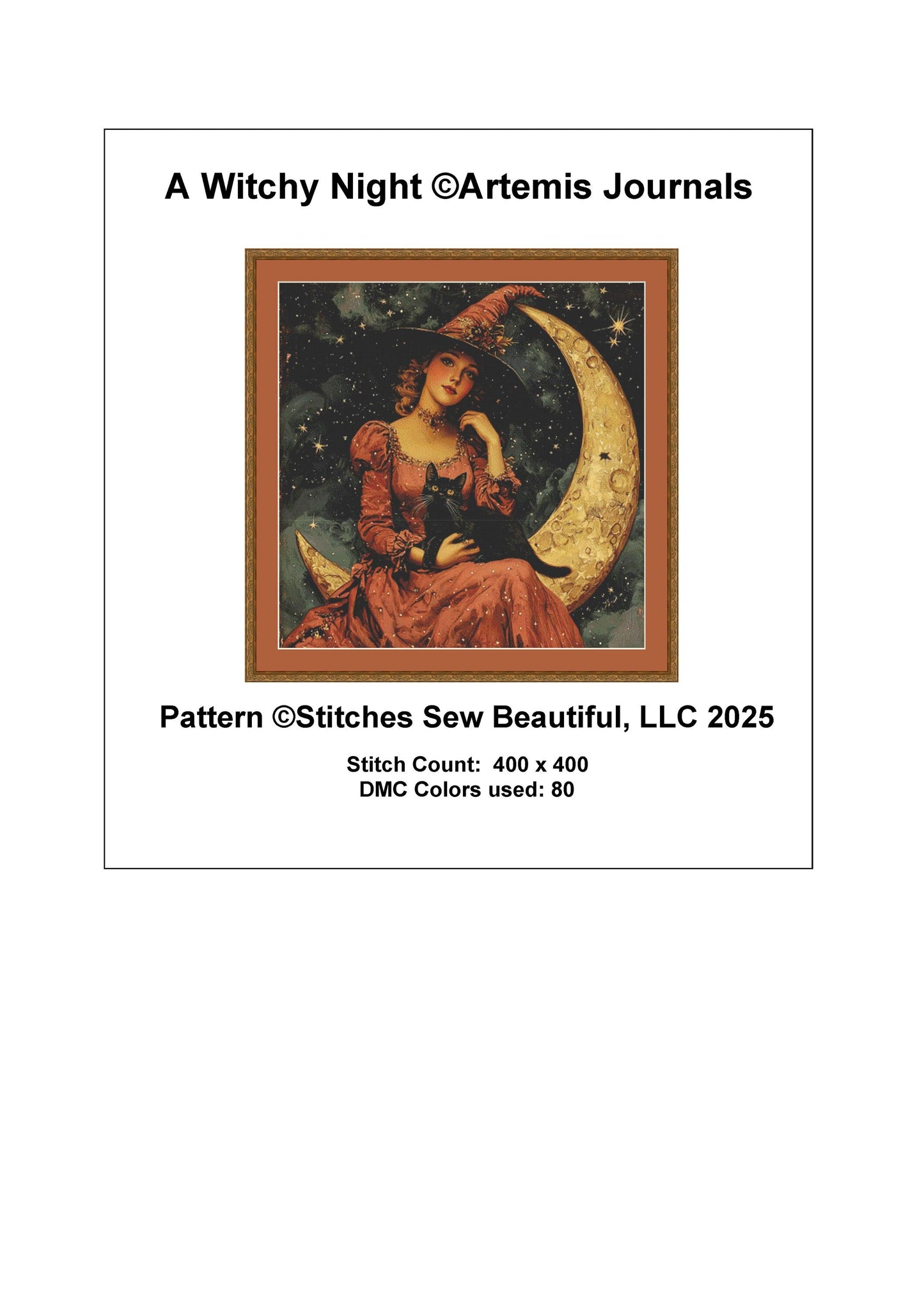 A Witchy Night counted cross stitch pattern by Artemis Journals