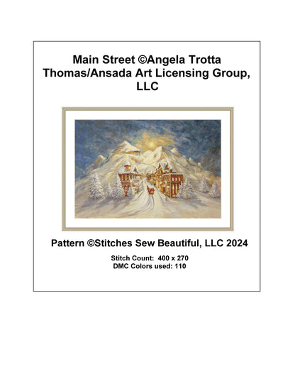Main Street cross stitch pattern by Angela Trotta Thomas/Ansada Art Licensing Group, LLC.