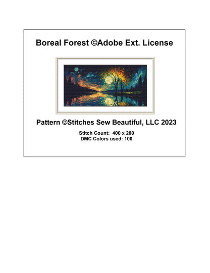 Boreal Forest ©Adobe Ext. License cross stitch pattern by StitchesSewBeautiful