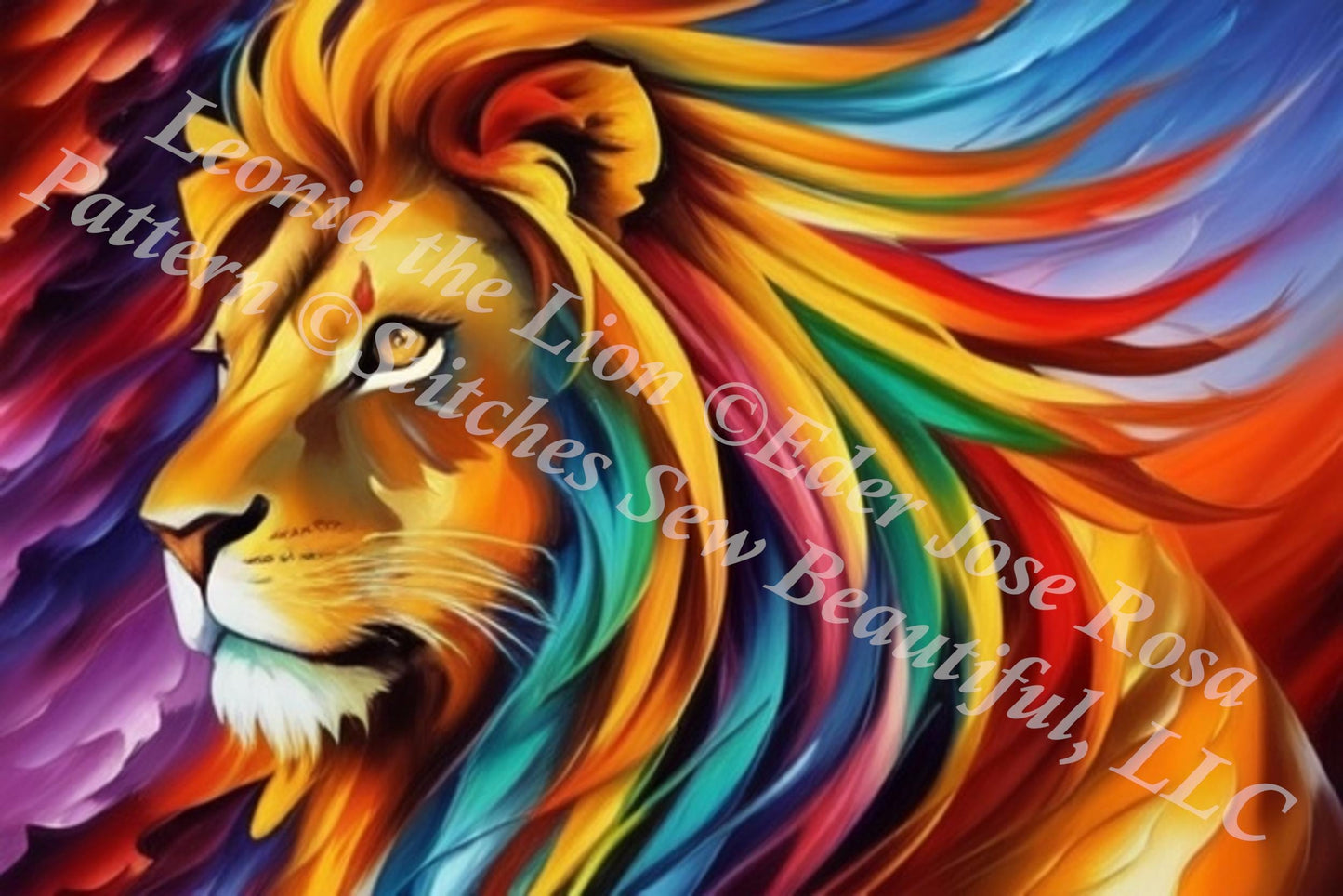 Leonid the Lion counted cross stitch pattern by Eder Jose Rosa