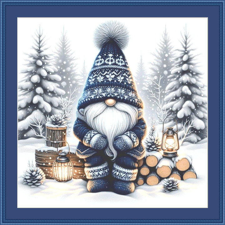 Cozy Winter Gnome counted cross stitch pattern by AdneLStudio