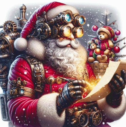 Steampunk Santa 2 counted cross stitch pattern by AdneLStudio