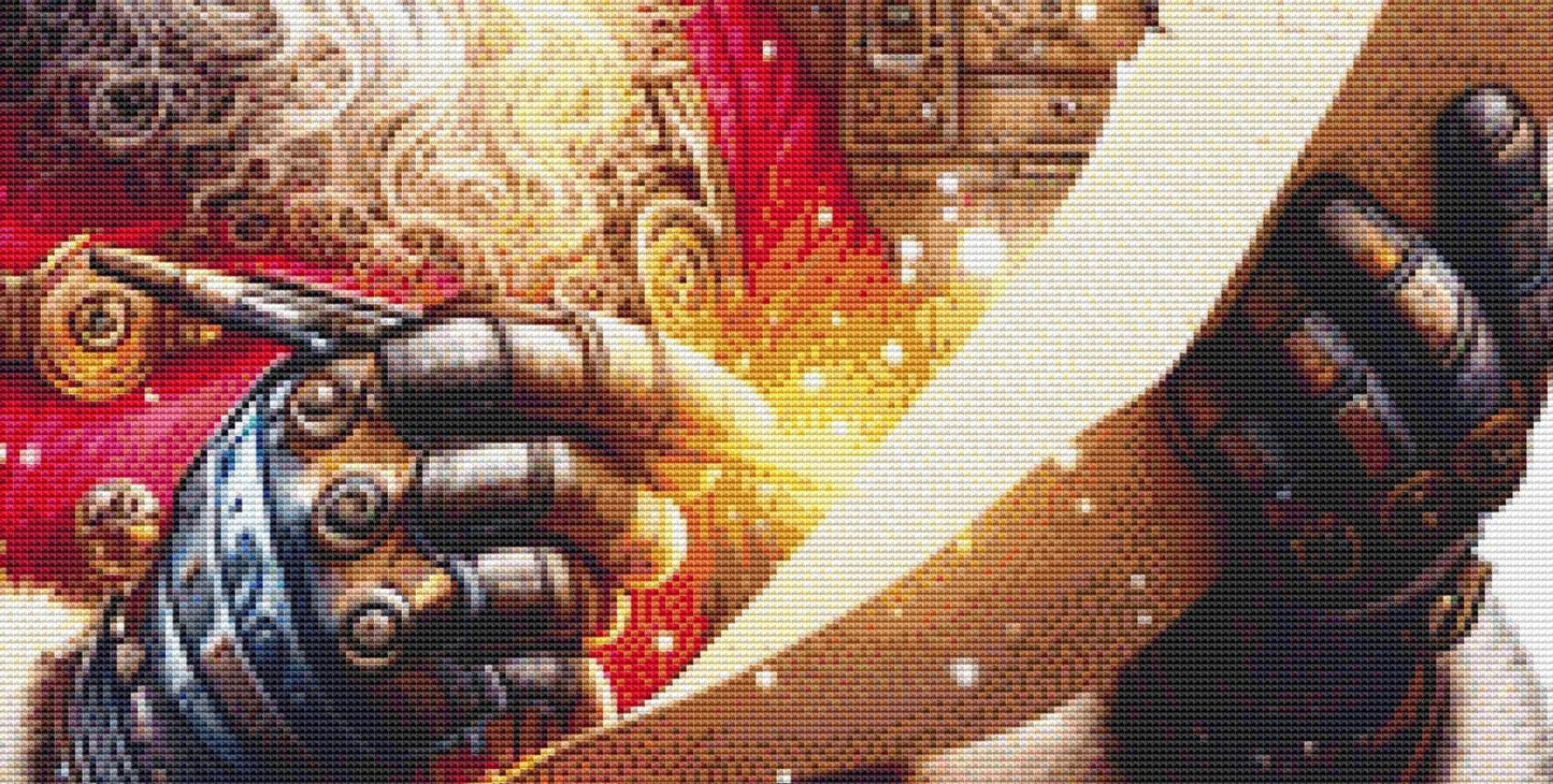 Steampunk Santa 2 counted cross stitch pattern by AdneLStudio