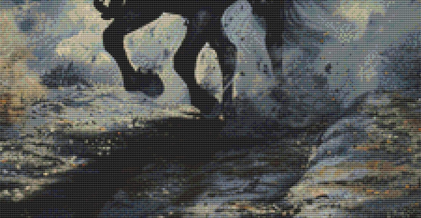What Comes in the Night (Max Color) counted cross stitch pattern by The Art Revivalist