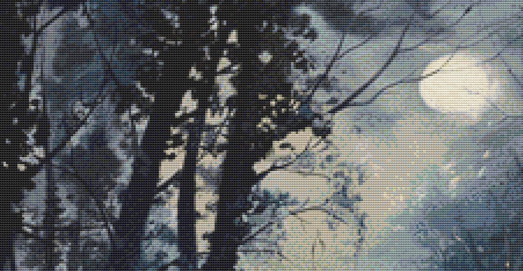 What Comes in the Night (Max Color) counted cross stitch pattern by The Art Revivalist