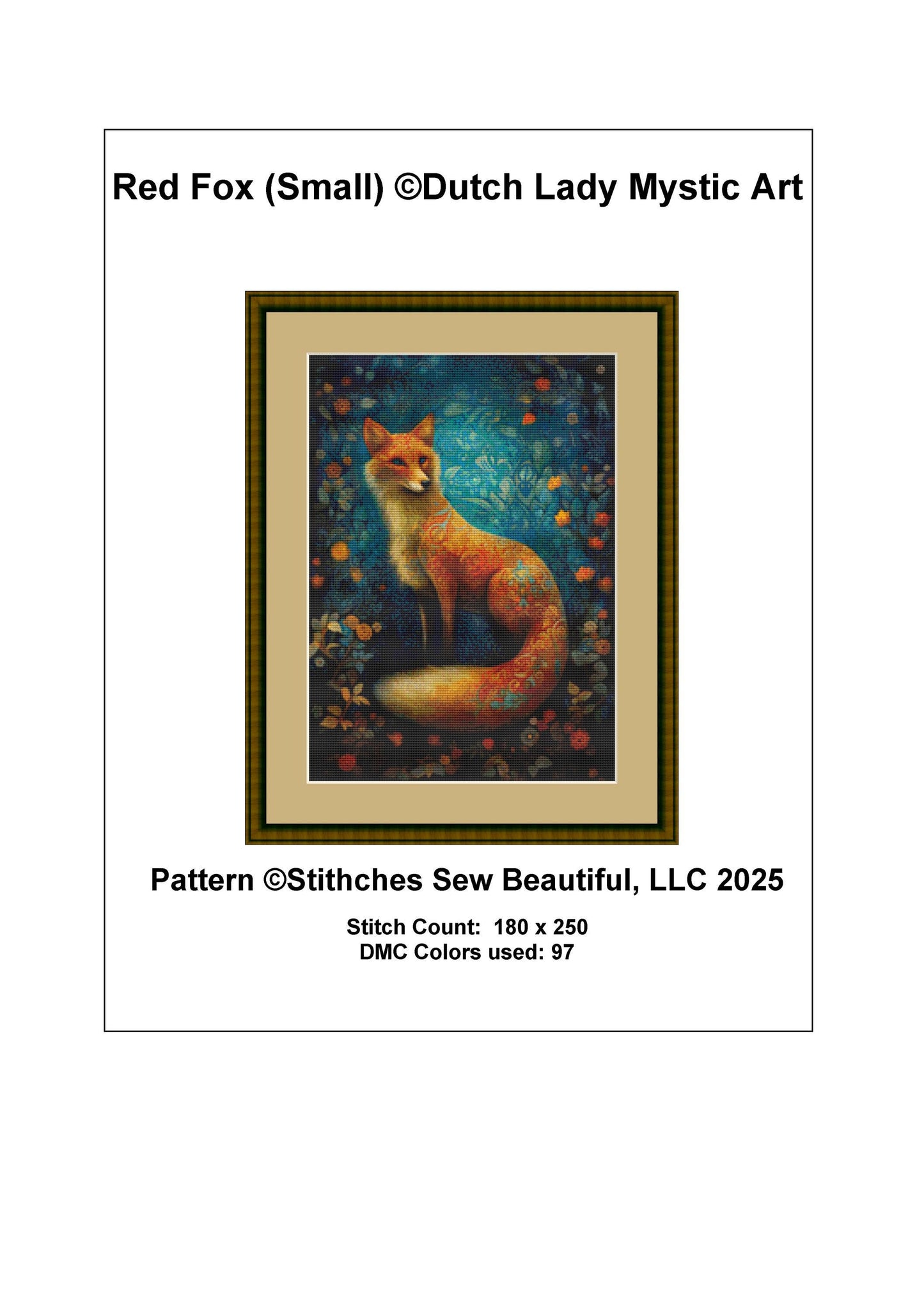 Red Fox (Small) counted cross stitch pattern by Dutch Lady Mystic Art