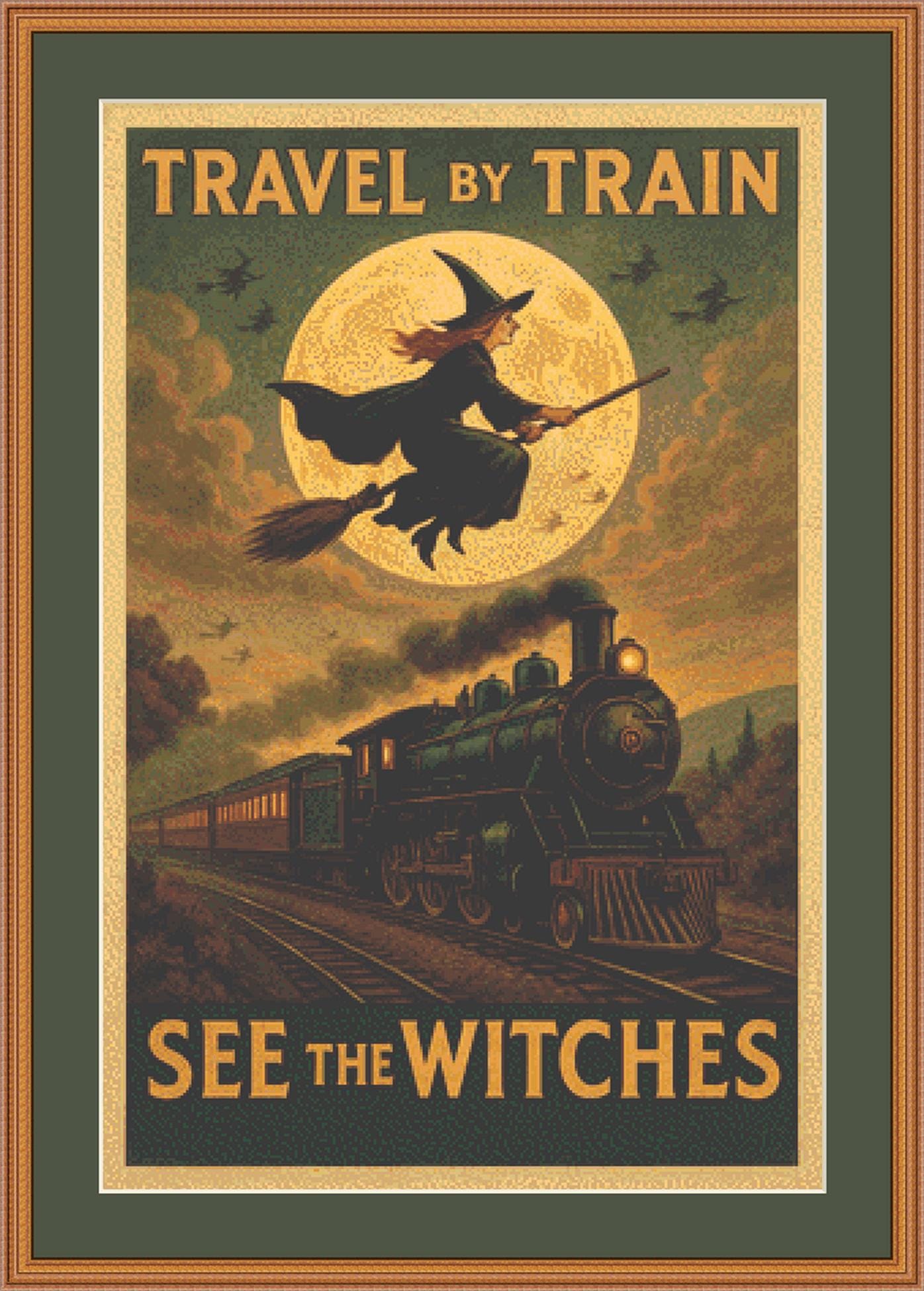 Travel By Train...See The Witches counted cross stitch pattern by Design for you Scotland