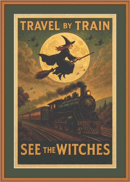 Travel By Train...See The Witches counted cross stitch pattern by Design for you Scotland