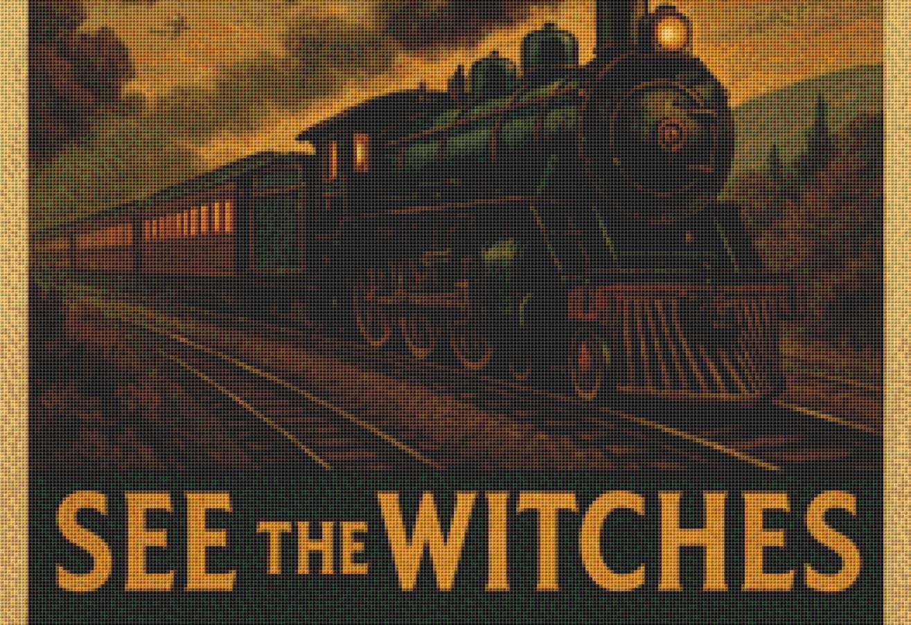 Travel By Train...See The Witches counted cross stitch pattern by Design for you Scotland