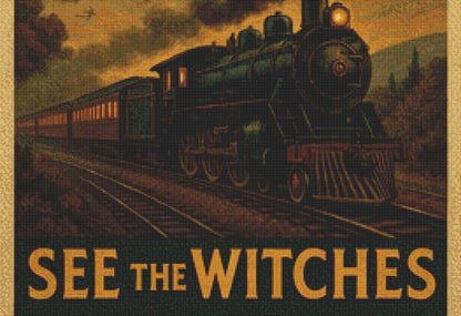 Travel By Train...See The Witches counted cross stitch pattern by Design for you Scotland