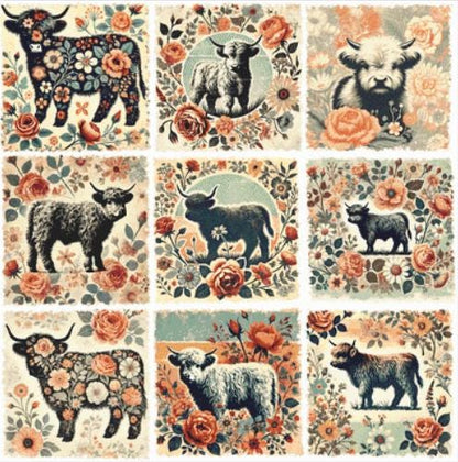 Retro Boho Cow Farm counted cross stitch pattern by Fab Design Creation