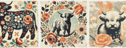 Retro Boho Cow Farm counted cross stitch pattern by Fab Design Creation