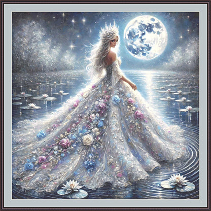 Queen of the Moonlit Lake (Max Size/Color) counted cross stitch pattern by Mystic Vision Gallery