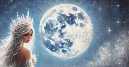 Queen of the Moonlit Lake (Max Size/Color) counted cross stitch pattern by Mystic Vision Gallery