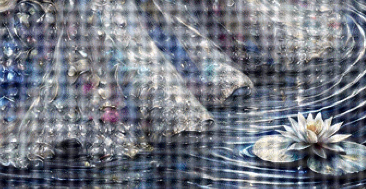 Queen of the Moonlit Lake (Max Size/Color) counted cross stitch pattern by Mystic Vision Gallery