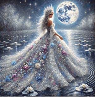 Queen of the Moonlit Lake (Small) counted cross stitch pattern by Mystic Vision Gallery