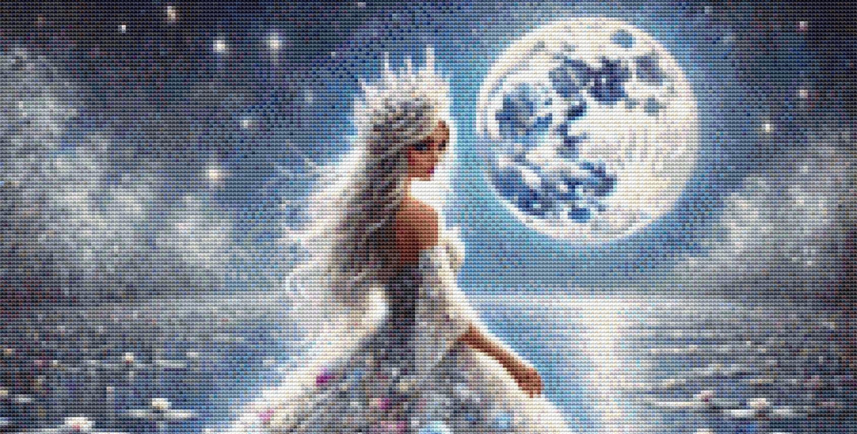 Queen of the Moonlit Lake (Small) counted cross stitch pattern by Mystic Vision Gallery