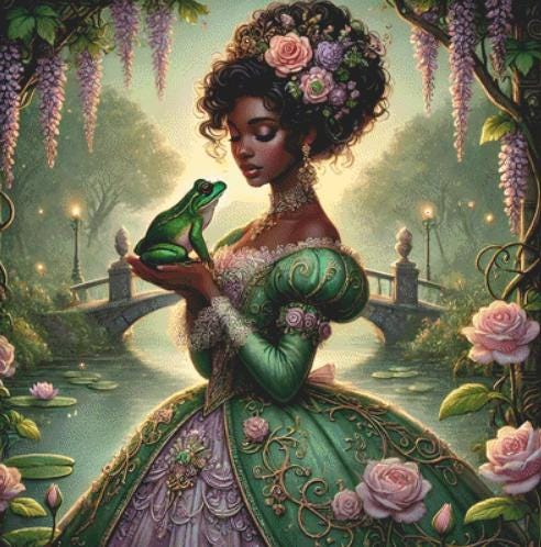 Frog Princess Portrait counted cross stitch pattern by Mystic Vision Gallery