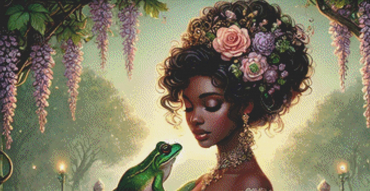 Frog Princess Portrait counted cross stitch pattern by Mystic Vision Gallery