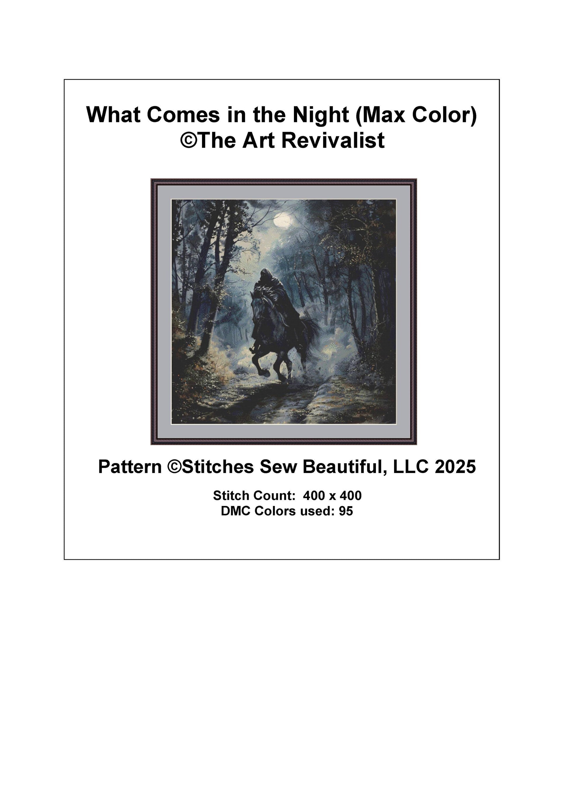 What Comes in the Night (Max Color) counted cross stitch pattern by The Art Revivalist