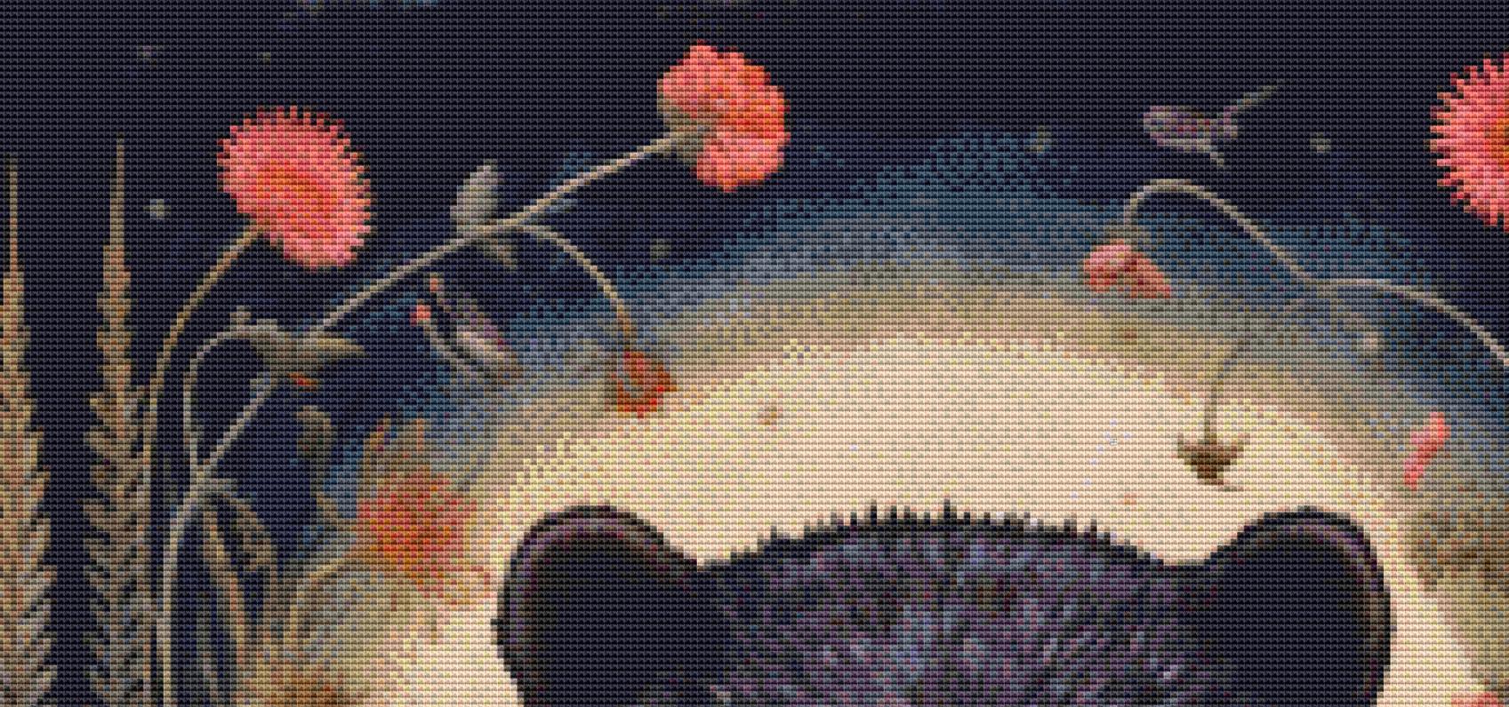 Gothic Botanical Bear counted cross stitch pattern by Dutch Lady Mystic Art