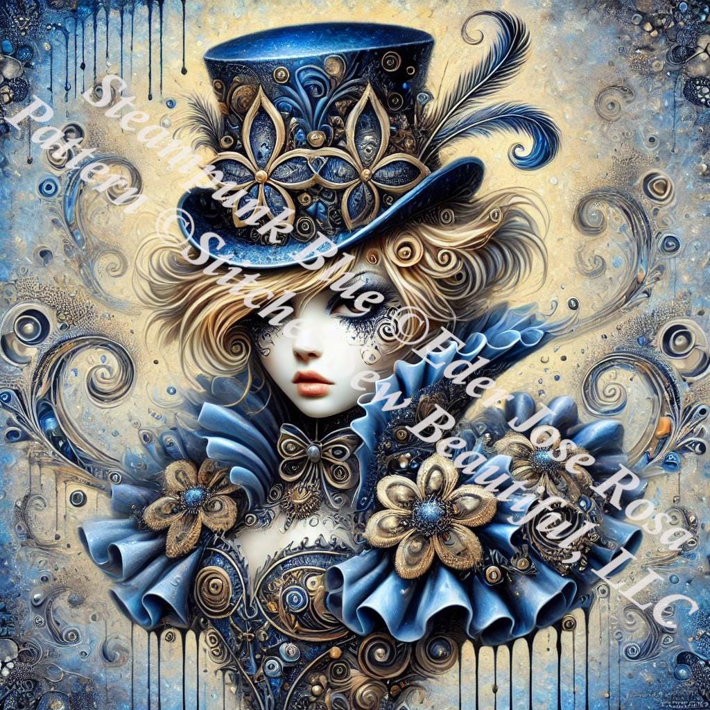Steampunk Blue counted cross stitch pattern by Eder Jose Rosa