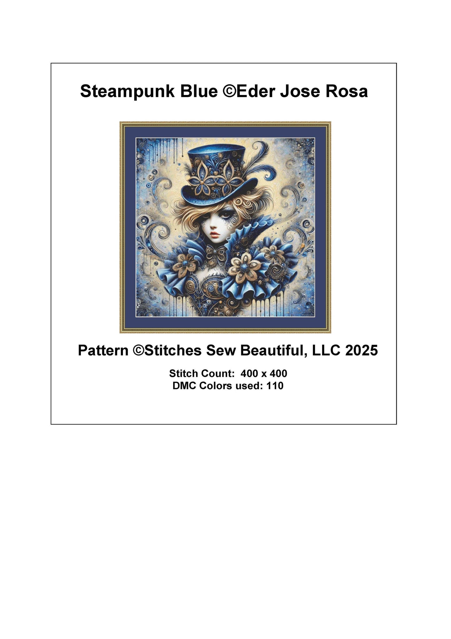Steampunk Blue counted cross stitch pattern by Eder Jose Rosa
