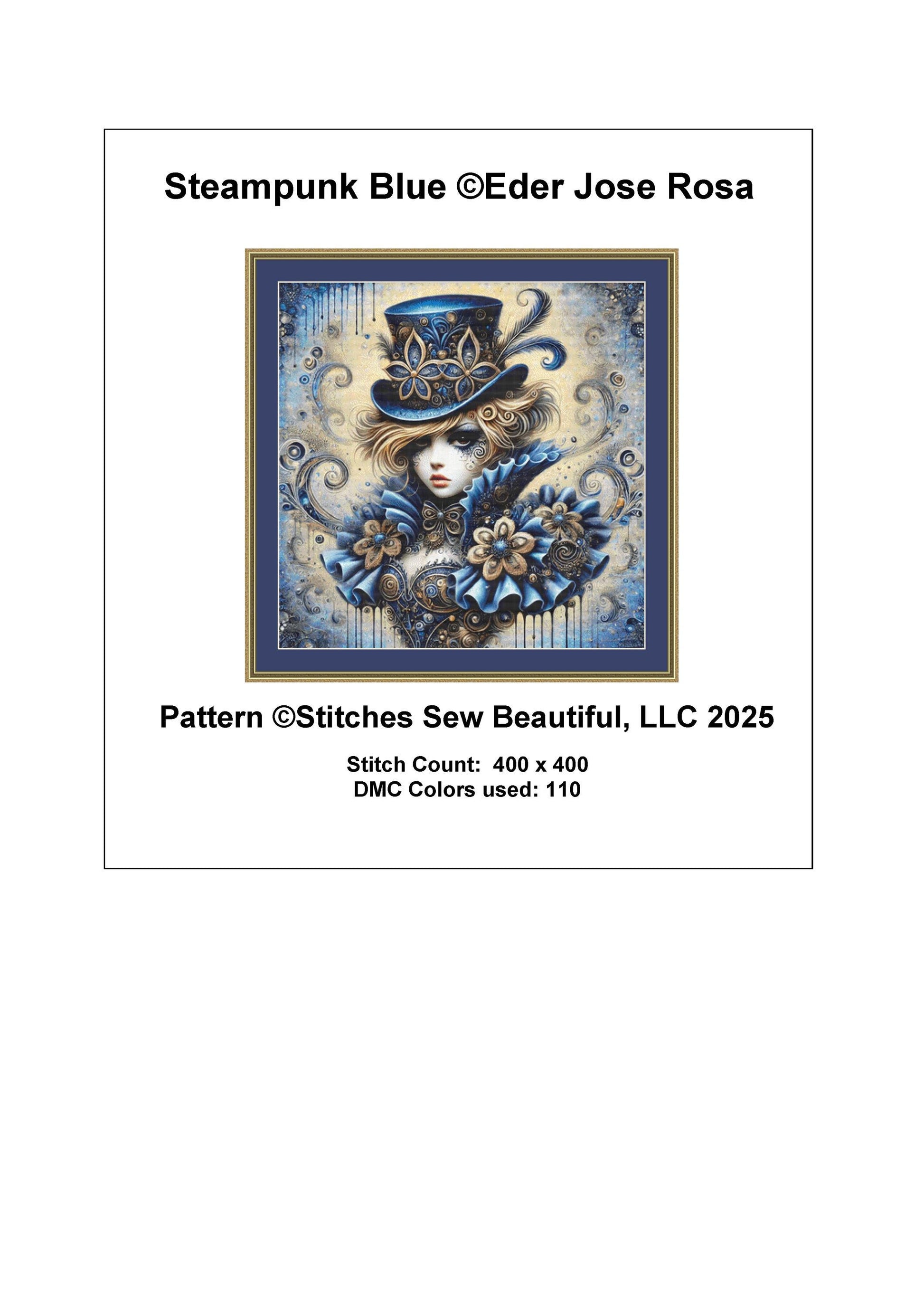 Steampunk Blue counted cross stitch pattern by Eder Jose Rosa