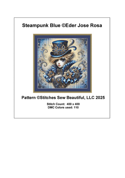 Steampunk Blue counted cross stitch pattern by Eder Jose Rosa
