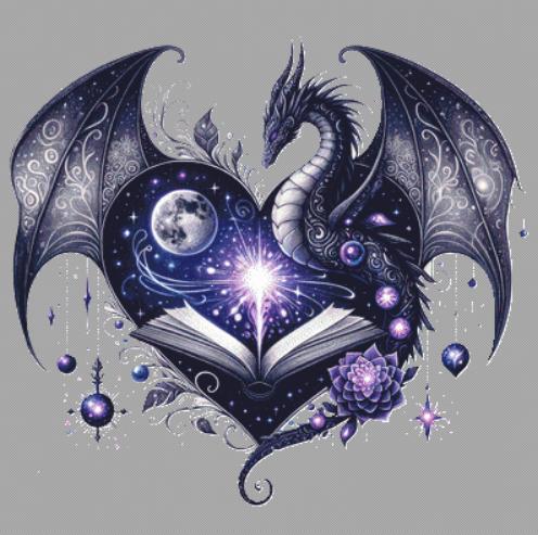 Books Dark Night Sky counted cross stitch pattern by Little Quaint Designs