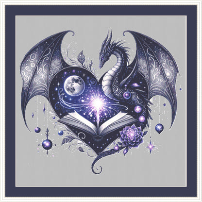 Books Dark Night Sky counted cross stitch pattern by Little Quaint Designs