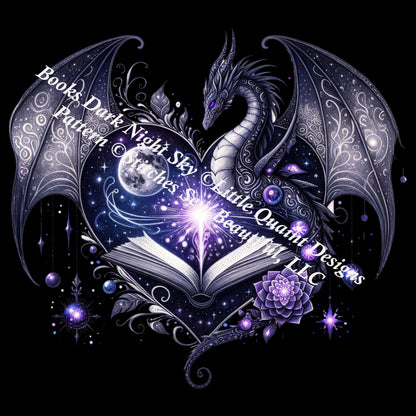 Books Dark Night Sky counted cross stitch pattern by Little Quaint Designs