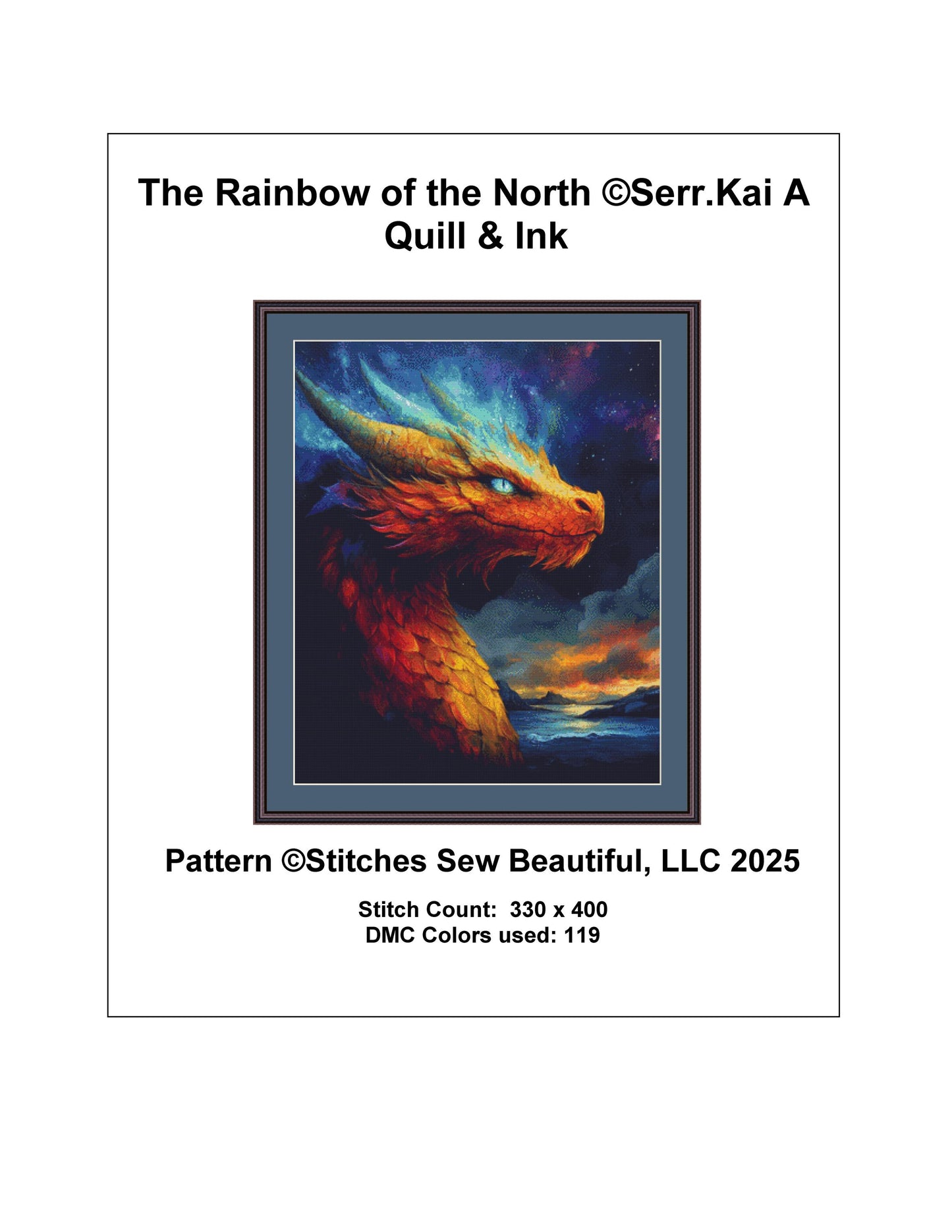 The Rainbow of the North counted cross stitch pattern by Serr.Kai A Quill & Ink