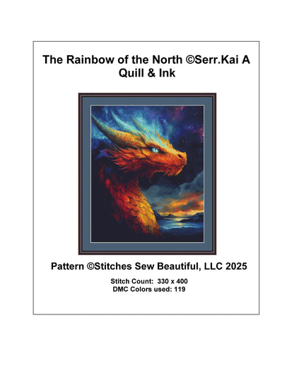 The Rainbow of the North counted cross stitch pattern by Serr.Kai A Quill & Ink