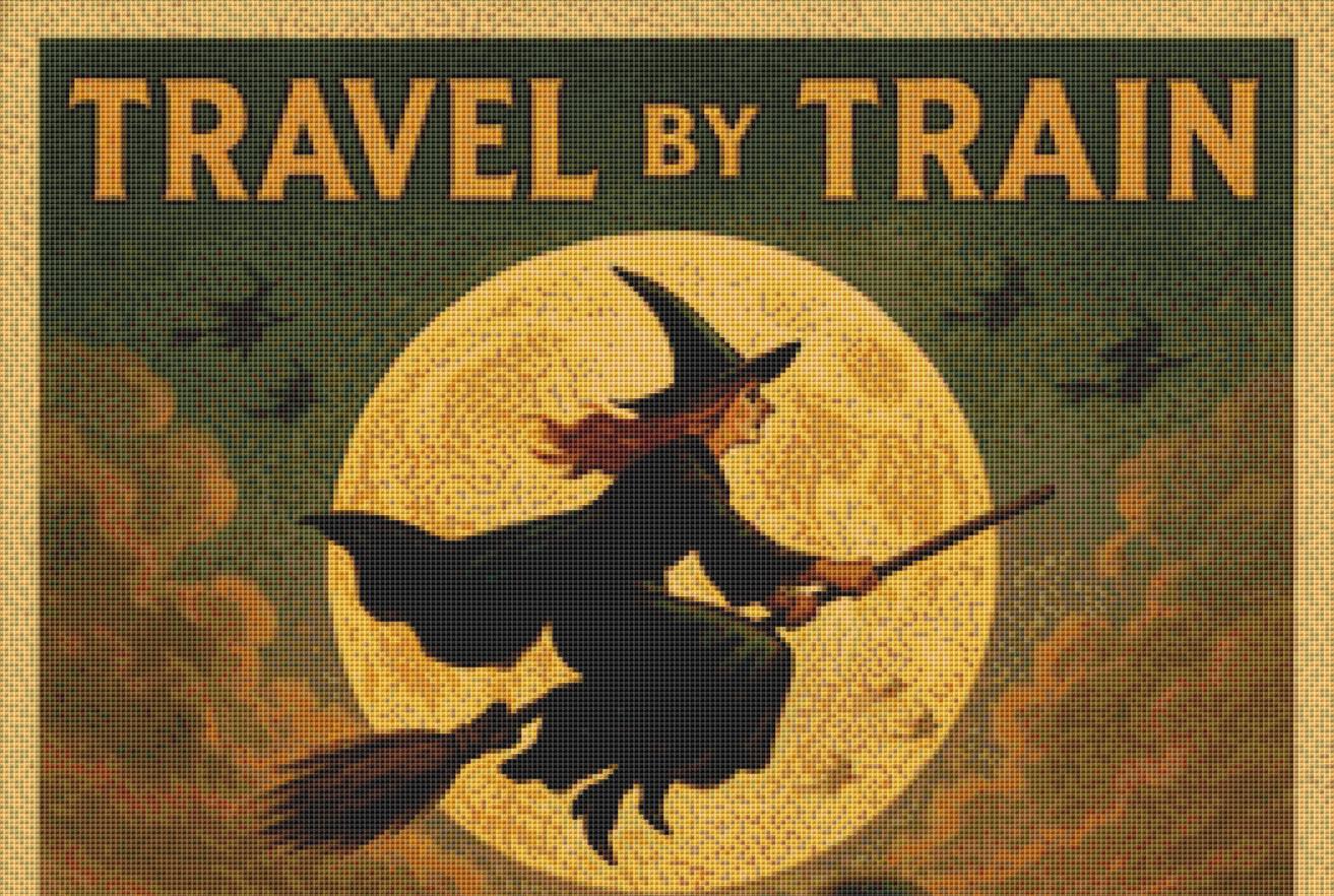 Travel By Train...See The Witches counted cross stitch pattern by Design for you Scotland