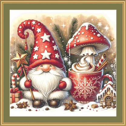 Christmas Gnome and Cocoa counted cross stitch pattern by DigitalProCraft