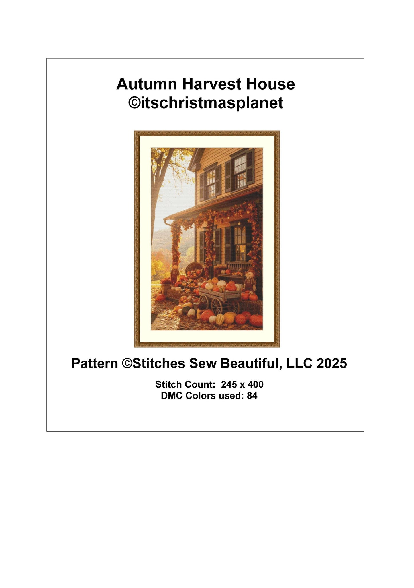 Autumn Harvest House counted cross stitch pattern by itschristmasplanet