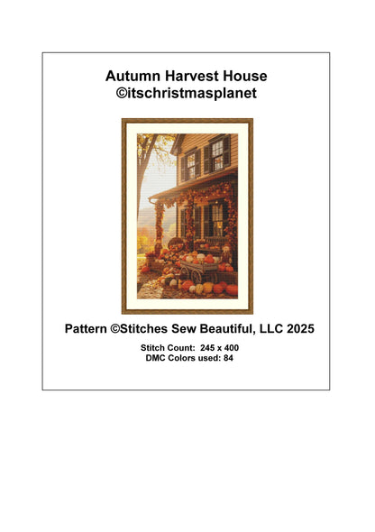 Autumn Harvest House counted cross stitch pattern by itschristmasplanet