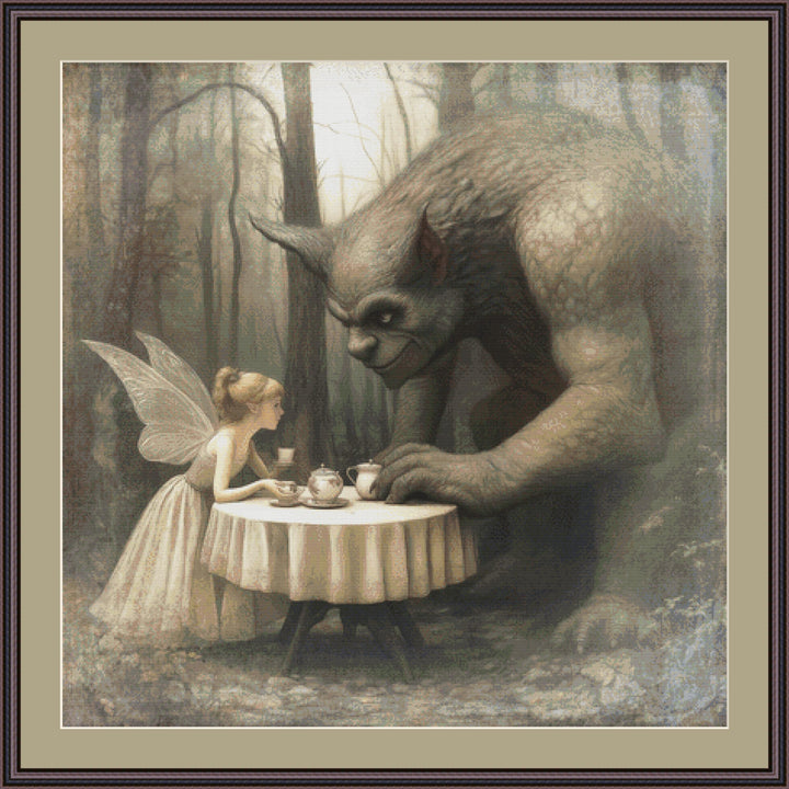 Forest Folk at Tea counted cross stitch pattern by Alisa Smith Williams