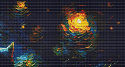 Van Gogh Cat (regular) counted cross stitch pattern by Sphinx Design Studio (Digital Format)