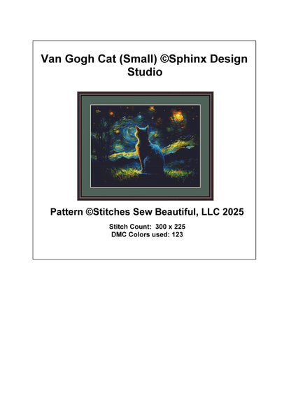Van Gogh Cat (Small) counted cross stitch pattern by SphinxDesignStudio