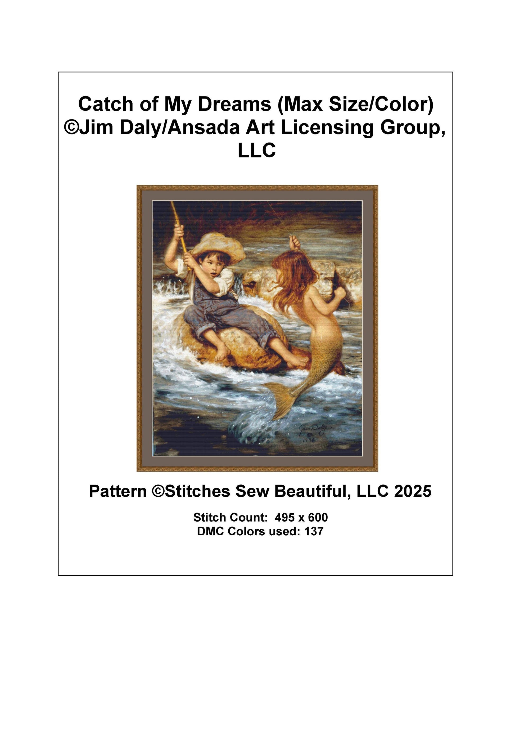 Catch of My Dreams (Max Size/Color) counted cross stitch pattern by Jim Daly/Ansada Art Licensing Group, LLC