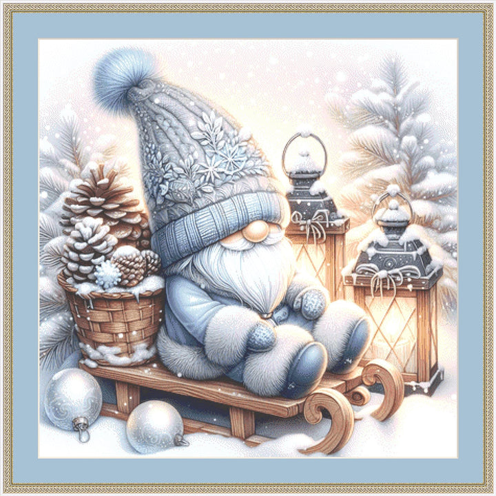 Sleighride Gnome counted cross stitch pattern by AdneLStudio
