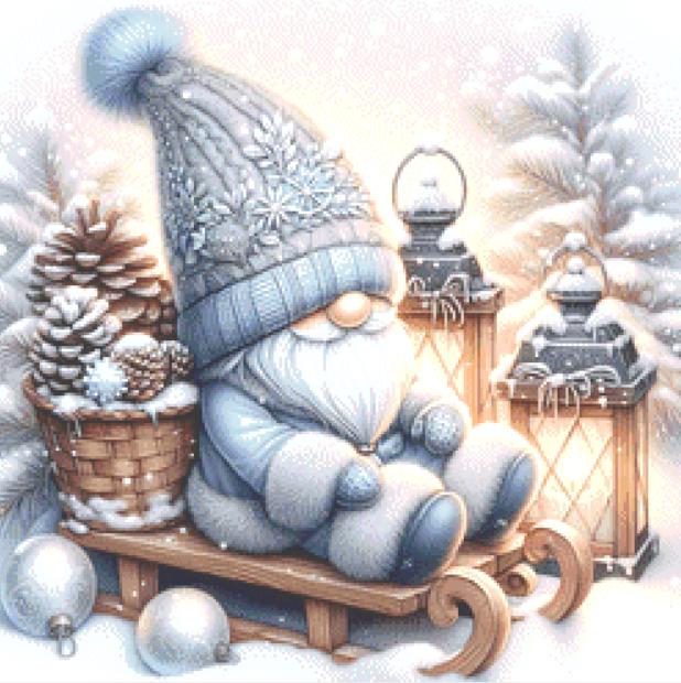 Sleighride Gnome (Small) counted cross stitch pattern by AdneLStudio