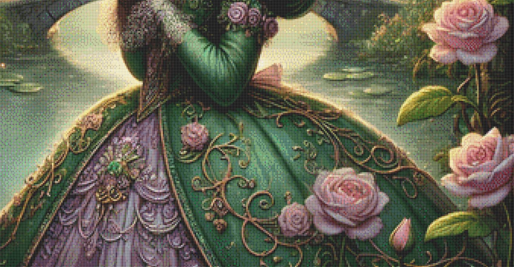 Frog Princess Portrait counted cross stitch pattern by Mystic Vision Gallery