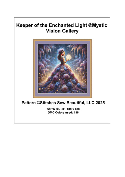 Keeper of the Enchanted Light counted cross stitch pattern by Mystic Vision Gallery